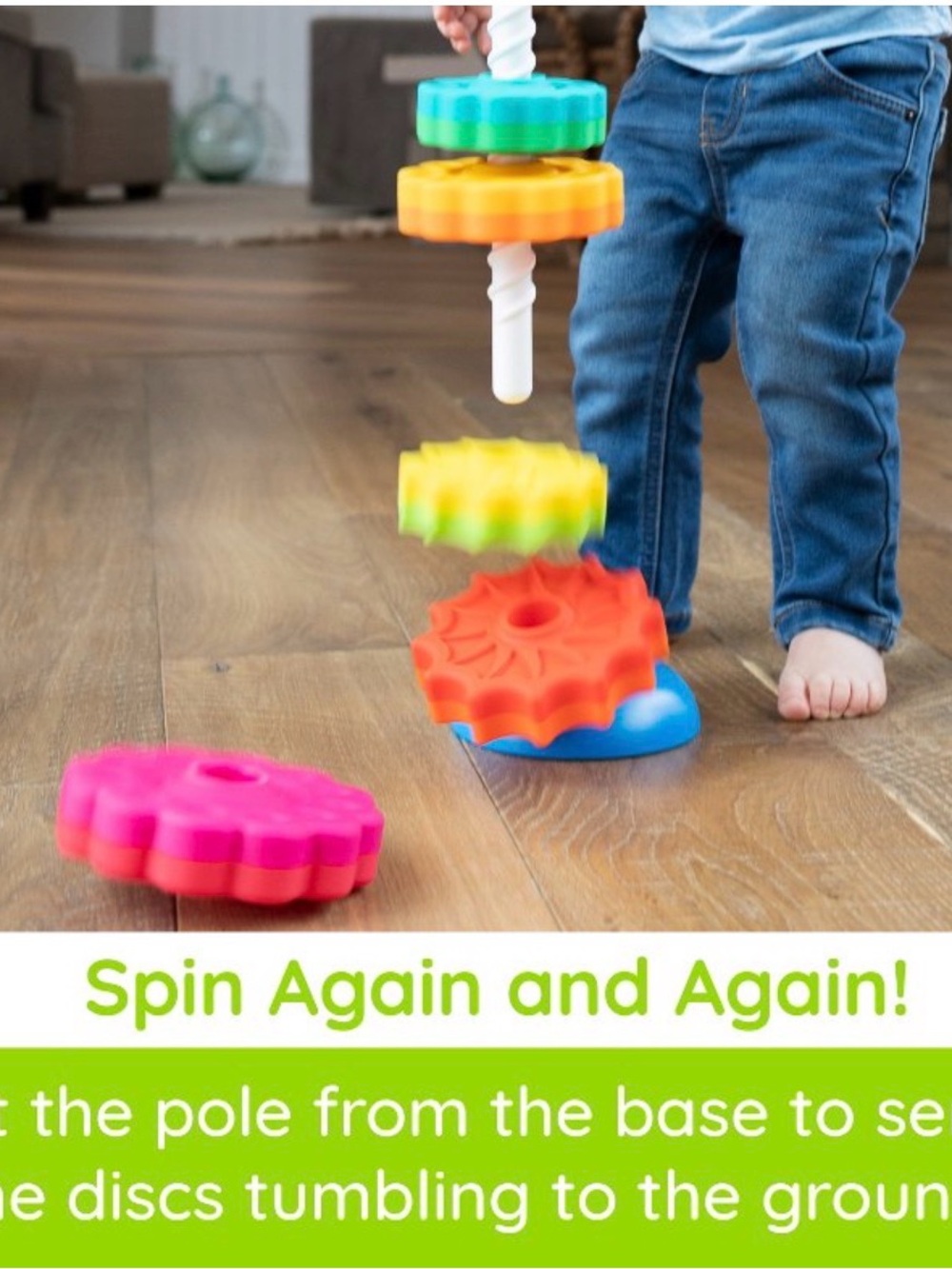 Fat Brain Toy Stacking Rainbow Gear Toy - Multicolor Silicone Rings - Picture 7 of 9